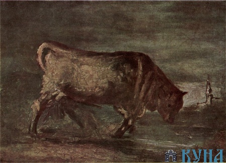 Карел Пуркине. Бык в болоте (1857 г.)
